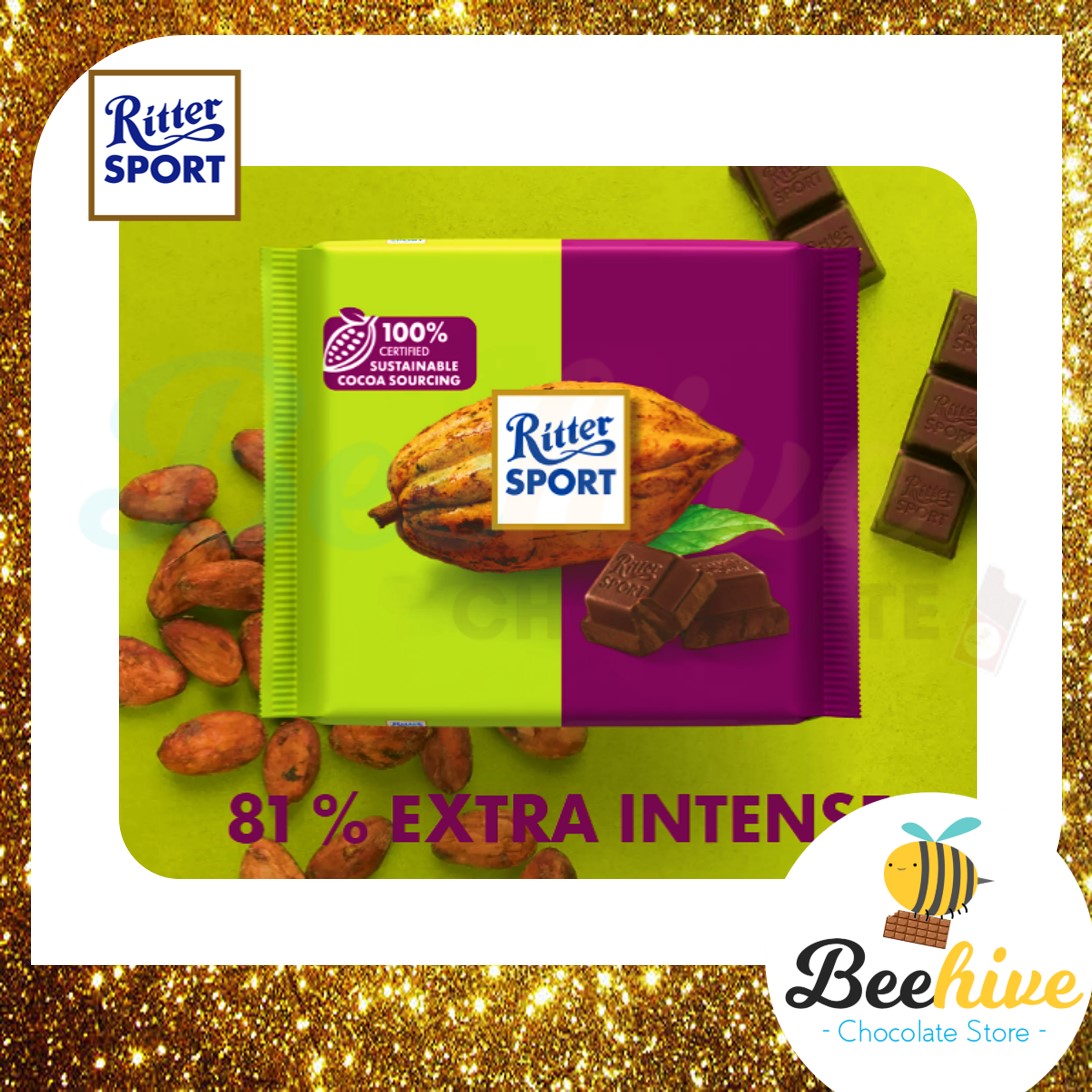 Ritter Sport 81% Dark Chocolate Extra Intense with Cocoa from Ghana 100g